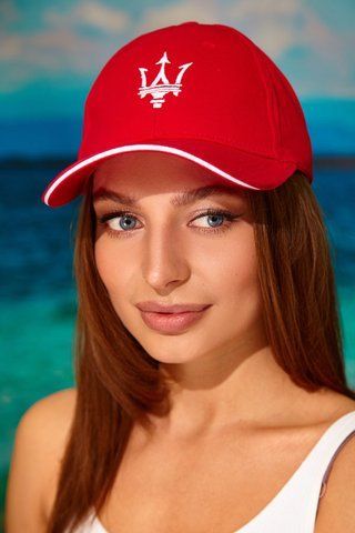 Стильна котонова кепка з логотипом Maserati 1681 червона 1681 фото