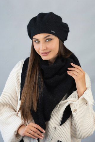 Женский комплект берет и косынка &laquo;Кристина&raquo; 5152-5 чёрный 5152-5 фото