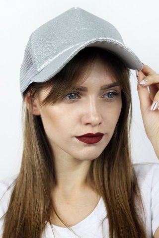 Женская кепка с напылением - 130718 серебро 1332031640 фото