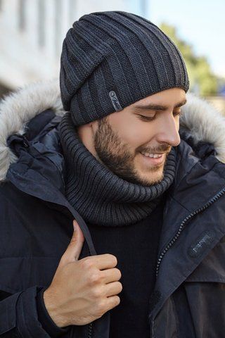 МУЖКИЙ КОМПЛЕКТ &laquo;МОНБЛАН&raquo; (ШАПКА+БАФФ) &mdash; 5038-7 графіт 5038-7 фото