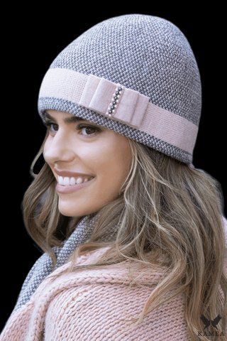 Зимовий жіночий комплект Kamea Мега, шапка та шарф (Megan) 21.054.09 пудра 2088590443 фото