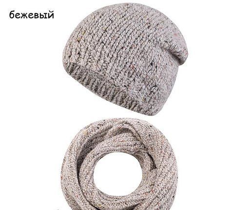 КОМПЛЕКТ ИЗ МЕЛАНЖЕВОЙ ПРЯЖИ "АМЕЛИ" - 15.51.03 бежевый 908432029 фото