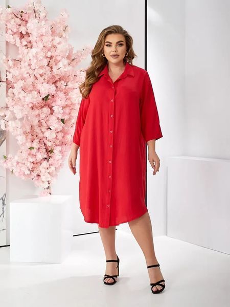 Жіноча&nbsp;сорочка-туніка з колекції Plus Size 191-006 червона, р. 52, 54, 56 191-006 фото