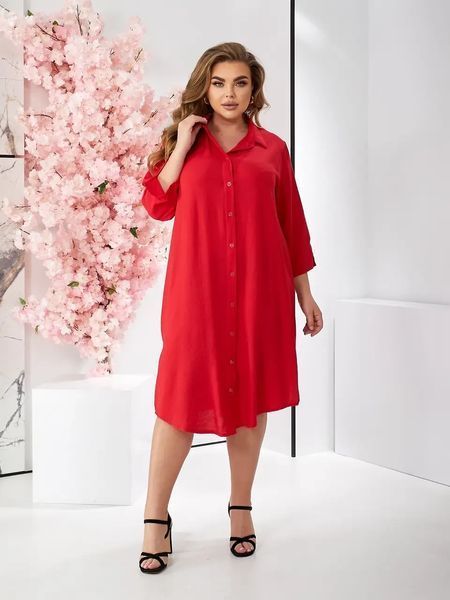 Жіноча&nbsp;сорочка-туніка з колекції Plus Size 191-006 червона, р. 52, 54, 56 191-006 фото
