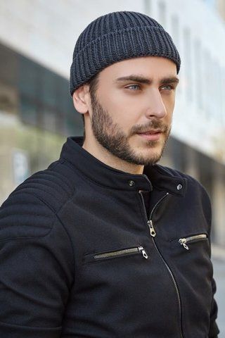 Классическая мужская шапка с узором резинка "Гарри" - 4744 графит 1332034647 фото
