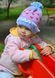 Шапка с завязками на девочку 1,5-3 лет "Сердечки" - голубая 908424825 фото 1