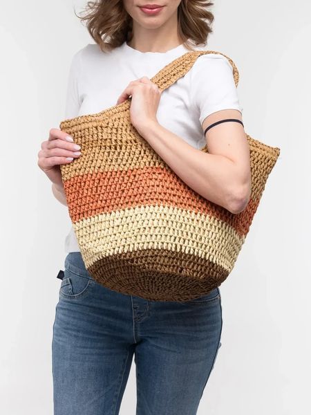 Сумка из соломы полосатая 2707-52 терракот 2707-52 фото