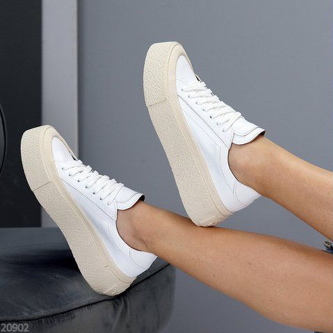 Шикарные белые кожаные кеды криперы натуральная кожа на платформе 20902 фото
