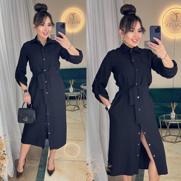 Женское льняное платье-рубашка миди 305 im 305 фото
