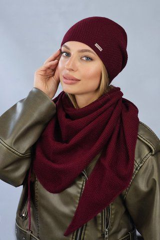 Бордовий комплект шапка та косинка 5163-5 5163-5 фото