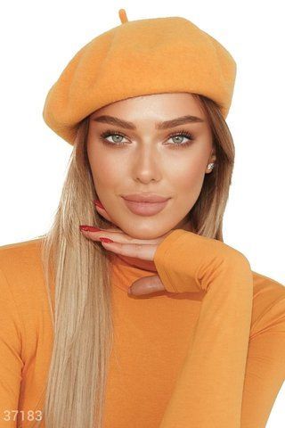 Трендовый теплый кашемировый берет Gepur - 37182 желтый 1310808478 фото