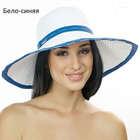 ПЛЯЖНАЯ ШЛЯПА - 006 - БЕЛАЯ с синим 908415915 фото