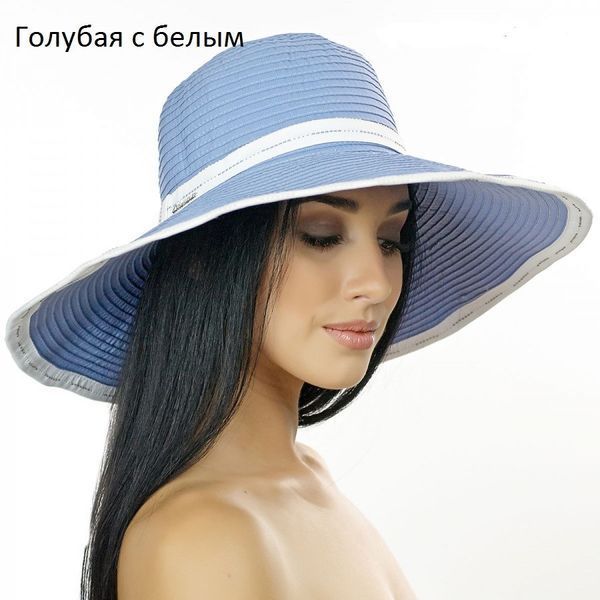ПЛЯЖНАЯ ШЛЯПА - 006 - БЕЛАЯ с синим 908415915 фото