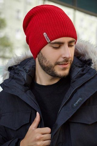 Стильна чоловіча шапка з флісовою підкладкою "Алітер" &mdash; 5037 червоний 1332034787 фото