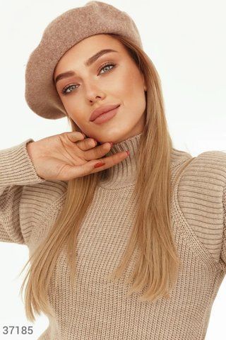 Трендовый теплый кашемировый берет - 37182 кофейный 1310808480 фото