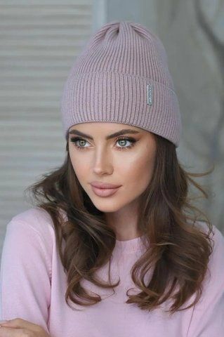 В'язана шапка Бритні 399-036 колір темна пудра 399-036 фото