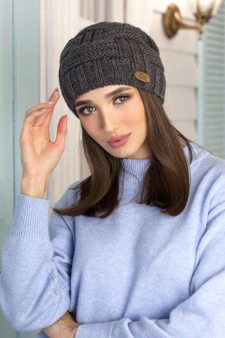 ЗИМНЯ ШАПКА-КОЛПАК, УТЕПЛЕННА ФЛІСОМ "МАКСИМ" &mdash; 4701 темно-сірий 1101607321 фото