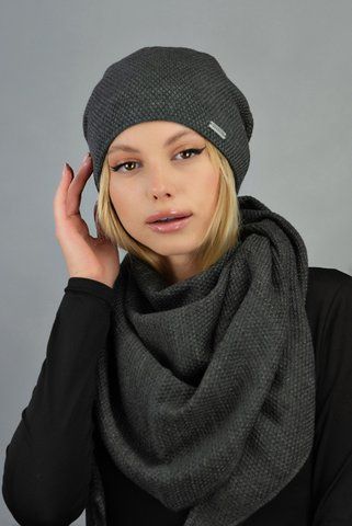 Комплект шапка та косинка 5163-5 темно-сірий 5163-5 фото