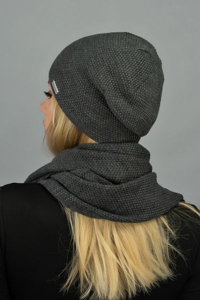 Комплект шапка та косинка 5163-5 темно-сірий 5163-5 фото