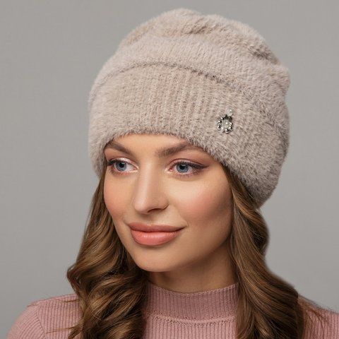 Шапка з пухнастої пряжі Зефір моко 0311 1535867684 фото