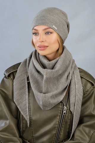 Комплект шапка та косинка 5163-5 темна кава 5163-5 фото