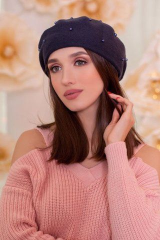 БЕРЕТ, РАСШИТЫЙ МЕЛКИМИ БУСИНАМИ Флорида 6006 джинс 6006 фото