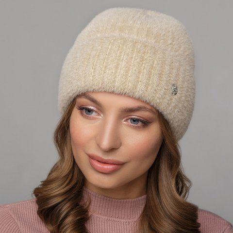 Шапка на флісі з високим закотом Тея 1411 моко 1535867690 фото