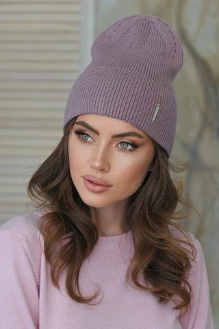 В'язана шапка "Ірма" 397-070 колір запорошена троянда 397-070 фото