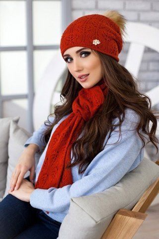Комплект Меріс шапка + шарф теракотовий 4450-10 1535867714 фото