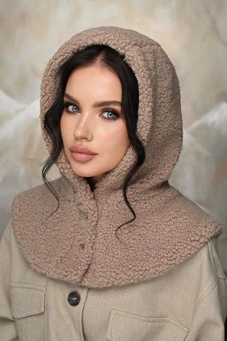 Капюшон із тканого хутра "Тедді", 156-030 колір моко 156-030 фото