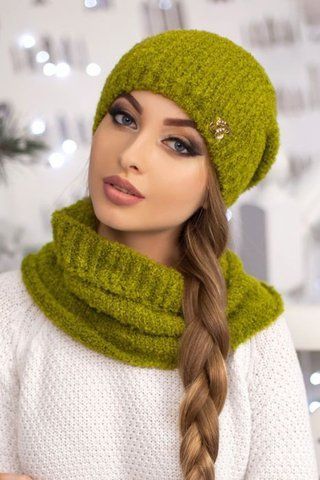 ЖЕНСКИЙ КОМПЛЕКТ ИЗ МЯГКОГО БУКЛЕ "ШАРЛИН" (ШАПКА И ШАРФ-ТРУБА) - 4368-8 липа 1332031679 фото