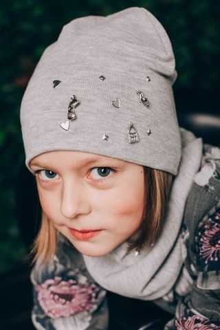 Трикотажна шапка та хомут "Стіла" &mdash; 300 сірий 908429779 фото