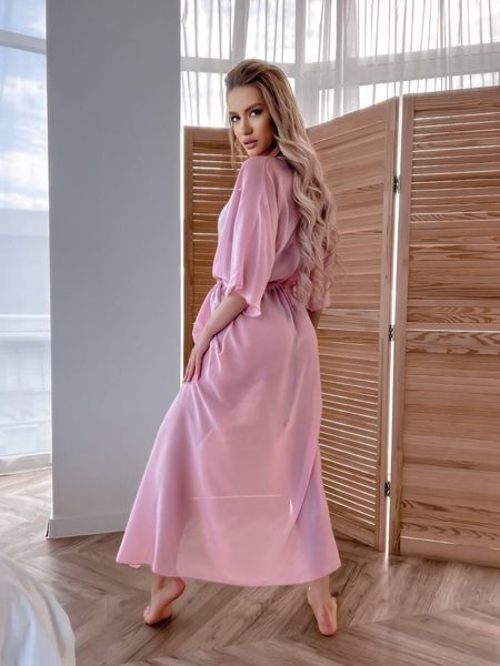 Пудрова пляжна туніка з шифону 10178 р. 42-46, 48-50 10178 фото