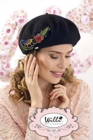 Ексклюзивний берет із вишивкою "Есер" (Eser) &mdash; 018 чорний 1018836990 фото