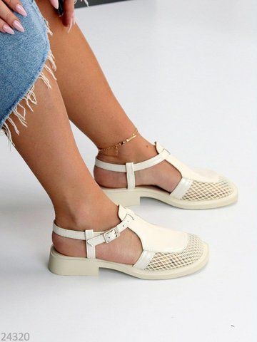 Люксові закриті світлі босоніжки натуральна шкіра глянець 24320 24320 фото