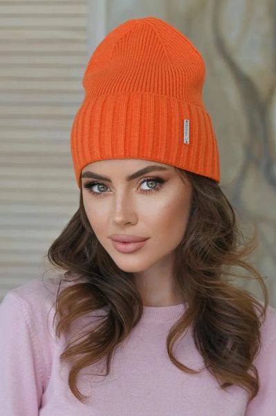 В'язана шапка Шарлотта 398-027 колір жовтогарячий 398-027 фото