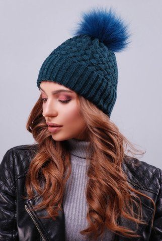 Жіноча шапка з відворотом &mdash; 301 темно-зелений 908415976 фото