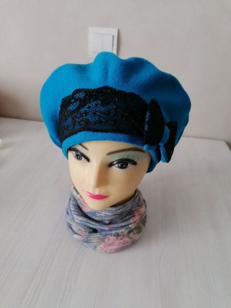 Жіночий берет "Еманелла" бірюзовий 2383963956 фото