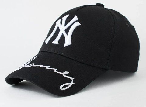 Чорна бейсболка з білою вишивкою NY 03080-6 03080-6 фото